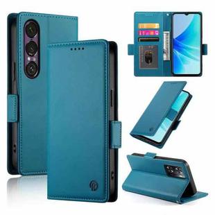 For Sony Xperia 1 VII Side Buckle Magnetic Frosted Leather Phone Case(Blue)