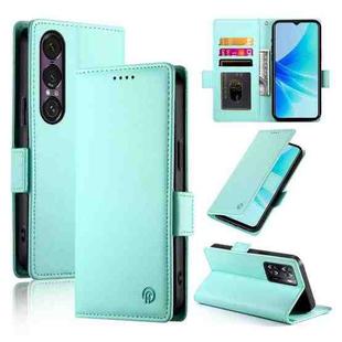 For Sony Xperia 1 VII Side Buckle Magnetic Frosted Leather Phone Case(Mint Green)