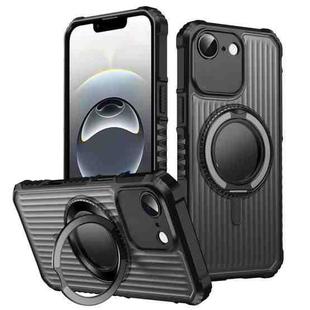 For iPhone 16e Skin Sense Rotation Stand Semi-transparent Magsafe Phone Case(Space Gray)