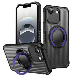 For iPhone 16e Skin Sense Rotation Stand Semi-transparent Magsafe Phone Case(Deep Purple)
