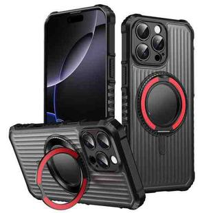 For iPhone 16 Pro Max Skin Sense Rotation Stand Semi-transparent Magsafe Phone Case(Red)