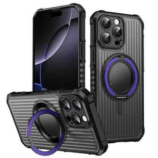 For iPhone 16 Pro Max Skin Sense Rotation Stand Semi-transparent Magsafe Phone Case(Deep Purple)
