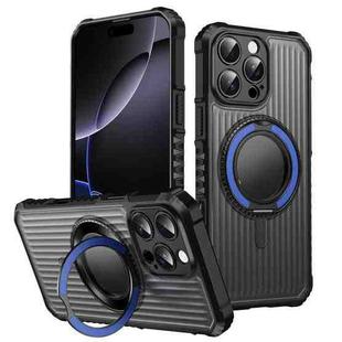 For iPhone 16 Pro Skin Sense Rotation Stand Semi-transparent Magsafe Phone Case(Royal Blue)