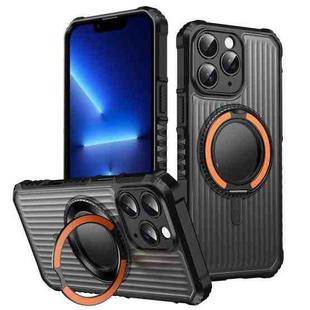 For iPhone 13 Pro Max Skin Sense Rotation Stand Semi-transparent Magsafe Phone Case(Orange)