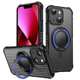 For iPhone 13 Skin Sense Rotation Stand Semi-transparent Magsafe Phone Case(Royal Blue)