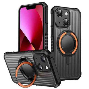 For iPhone 13 Skin Sense Rotation Stand Semi-transparent Magsafe Phone Case(Orange)