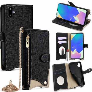 For Samsung Galaxy F06 5G Crossbody Chain Fishtail Litchi Leather Phone Case(Black)