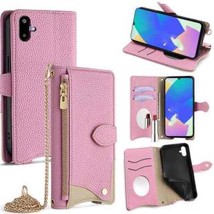 For Samsung Galaxy F06 5G Crossbody Chain Fishtail Litchi Leather Phone Case(Pink)