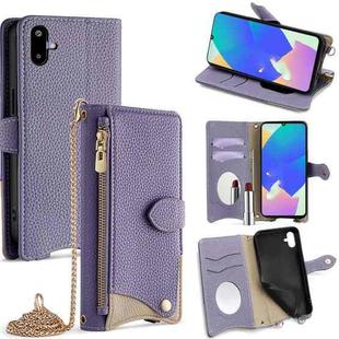 For Samsung Galaxy F06 5G Crossbody Chain Fishtail Litchi Leather Phone Case(Purple)