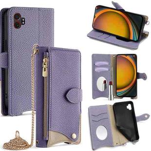 For Samsung Galaxy XCover7 Pro Crossbody Chain Fishtail Litchi Leather Phone Case(Purple)