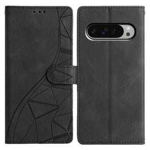 For Honor 400 Lite Global Triangles Embossed Leather Phone Case(Black)