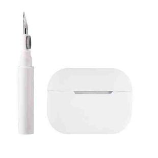 For AirPods Pro 2 Silicone Earphone Protective Case with Cleaning Pen(White)