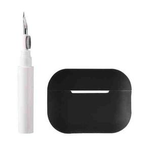 For AirPods Pro 2 Silicone Earphone Protective Case with Cleaning Pen(Black)