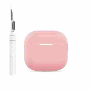 For AirPods 4 Silicone Buckleless Earphone Protective Case with Cleaning Pen(Pink)