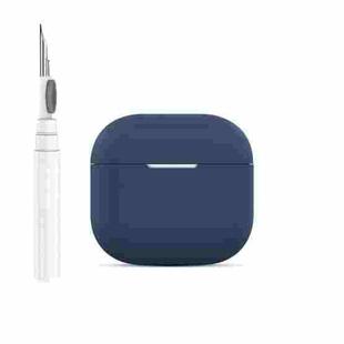 For AirPods 4 Silicone Buckleless Earphone Protective Case with Cleaning Pen(Midnight Blue)