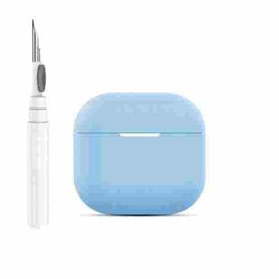 For AirPods 4 Silicone Buckleless Earphone Protective Case with Cleaning Pen(Sky Blue)