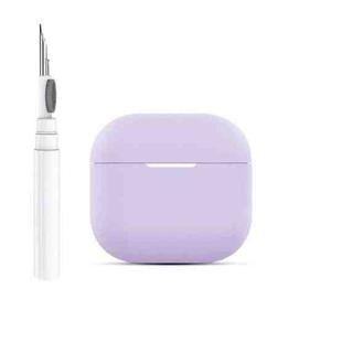 For AirPods 4 Silicone Buckleless Earphone Protective Case with Cleaning Pen(Purple)