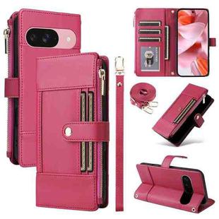 For Google Pixel 10 / 10 Pro Crossbody Strap RFID Blocking Zipper Wallet Leather Phone Case(Red)