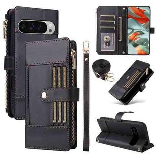 For Google Pixel 10 Pro XL Crossbody Strap RFID Blocking Zipper Wallet Leather Phone Case(Black)