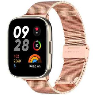 For Redmi Watch 3 xDfind Buckle Metal Steel Mesh Watch Band(Rose Gold)