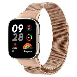 For Redmi Watch 3 xDfind Milanese Magnetic Metal Steel Mesh Watch Band(Rose Gold)
