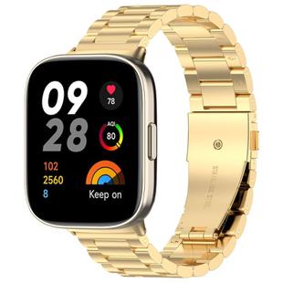 For Redmi Watch 3 xDfind Three-Bead Stainless Steel Metal Watch Band(Gold)