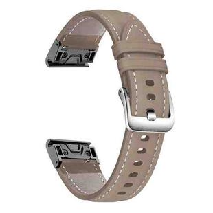 For Garmin Fenix 7 / 7X / 6X 26mm xDfind Silver Buckle Leather Quick Release Watch Band(Earthy Brown)