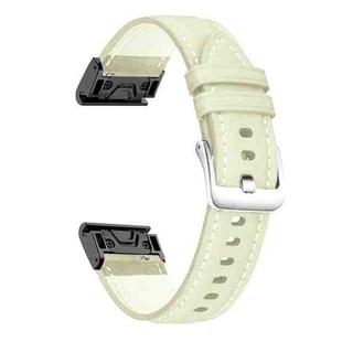 For Garmin Fenix 7 / 7X / 6X 26mm xDfind Silver Buckle Leather Quick Release Watch Band(Creamy White)