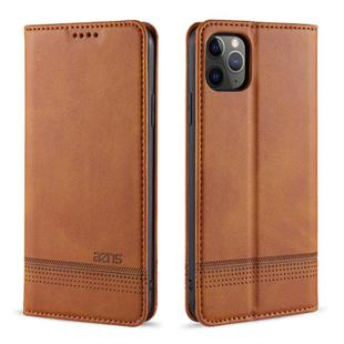 For iPhone 12 Pro Max AZNS Magnetic Calf Texture Horizontal Flip Leather Case with Card Slots & Holder & Wallet(Light Brown)