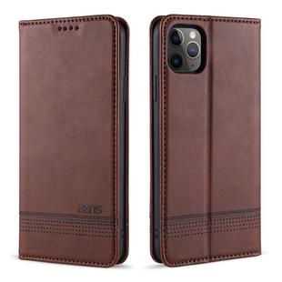 For iPhone 11 Pro Max AZNS Magnetic Calf Texture Horizontal Flip Leather Case with Card Slots & Holder & Wallet(Dark Brown)