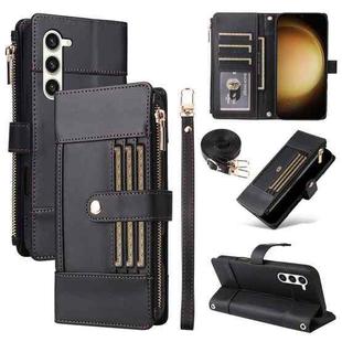 For Samsung Galaxy S23+ 5G Crossbody Strap RFID Blocking Zipper Wallet Leather Phone Case(Black)