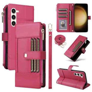 For Samsung Galaxy S23+ 5G Crossbody Strap RFID Blocking Zipper Wallet Leather Phone Case(Red)