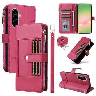 For Samsung Galaxy A56 5G Crossbody Strap RFID Blocking Zipper Wallet Leather Phone Case(Red)