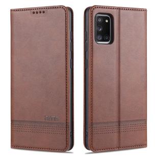 For Samsung Galaxy A31 AZNS Magnetic Calf Texture Horizontal Flip Leather Case with Card Slots & Holder & Wallet(Dark Brown)