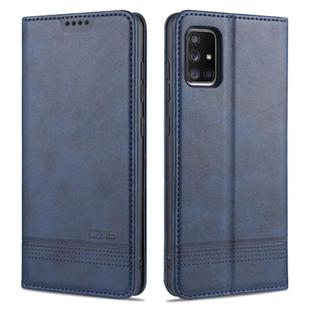 For Samsung Galaxy A51 AZNS Magnetic Calf Texture Horizontal Flip Leather Case with Card Slots & Holder & Wallet(Dark Blue)