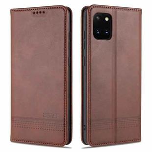 For Samsung Galaxy Note 10 Lite AZNS Magnetic Calf Texture Horizontal Flip Leather Case with Card Slots & Holder & Wallet(Dark Brown)
