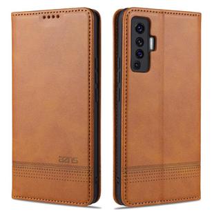 For vivo X50 / X50 Pro AZNS Magnetic Calf Texture Horizontal Flip Leather Case with Card Slots & Holder & Wallet(Light Brown)