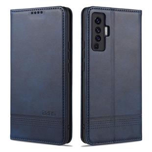 For vivo X50 / X50 Pro AZNS Magnetic Calf Texture Horizontal Flip Leather Case with Card Slots & Holder & Wallet(Dark Blue)