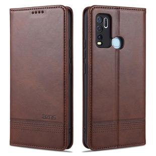For vivo Y50 AZNS Magnetic Calf Texture Horizontal Flip Leather Case with Card Slots & Holder & Wallet(Dark Brown)