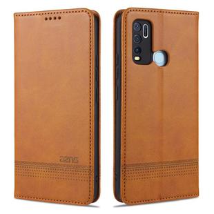 For vivo Y50 AZNS Magnetic Calf Texture Horizontal Flip Leather Case with Card Slots & Holder & Wallet(Light Brown)