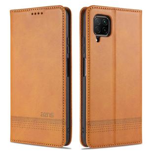 For Huawei P40 Lite / nova 6 SE AZNS Magnetic Calf Texture Horizontal Flip Leather Case with Card Slots & Holder & Wallet(Light Brown)