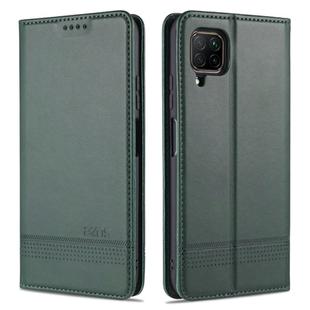 For Huawei P40 Lite / nova 6 SE AZNS Magnetic Calf Texture Horizontal Flip Leather Case with Card Slots & Holder & Wallet(Dark Green)