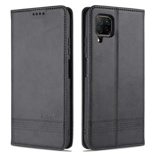 For Huawei P40 Lite / nova 6 SE AZNS Magnetic Calf Texture Horizontal Flip Leather Case with Card Slots & Holder & Wallet(Black)