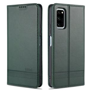 For Huawei Honor V30 AZNS Magnetic Calf Texture Horizontal Flip Leather Case with Card Slots & Holder & Wallet(Dark Green)