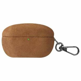For Sony WF-1000XM5 Turned Fur Leather Earphone Case with Hook(Yellow)