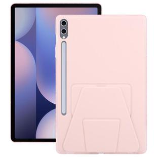 For Samsung Galaxy Tab S10+ / S9+ Folding Magnetic Holder Acrylic Leather Back Tablet Case(Pink)