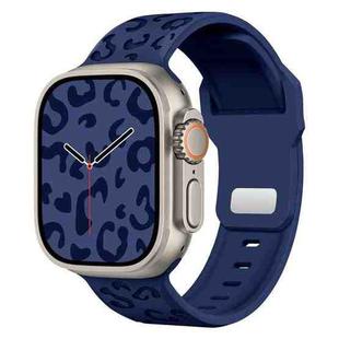 For Apple Watch 46mm / 49mm / 45mm / 44mm Buckle Concave Leopard Silicone Watch Band(Midnight Blue)