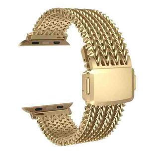 For Apple Watch 46mm / 49mm / 45mm / 44mm Mesh Magnetic Stainless Steel Watch Band(Gold)