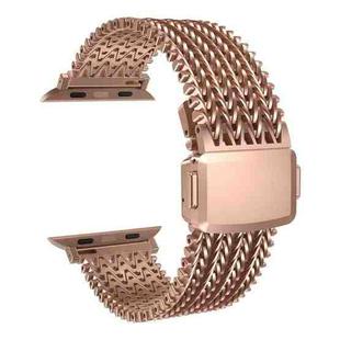 For Apple Watch 46mm / 49mm / 45mm / 44mm Mesh Magnetic Stainless Steel Watch Band(Rose Gold)