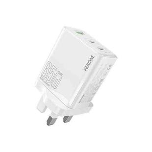 WK WP-U66 Kinkong 65W Dual USB-C / Type-C + USB GaN Fast Charger, Plug:UK Plug(White)